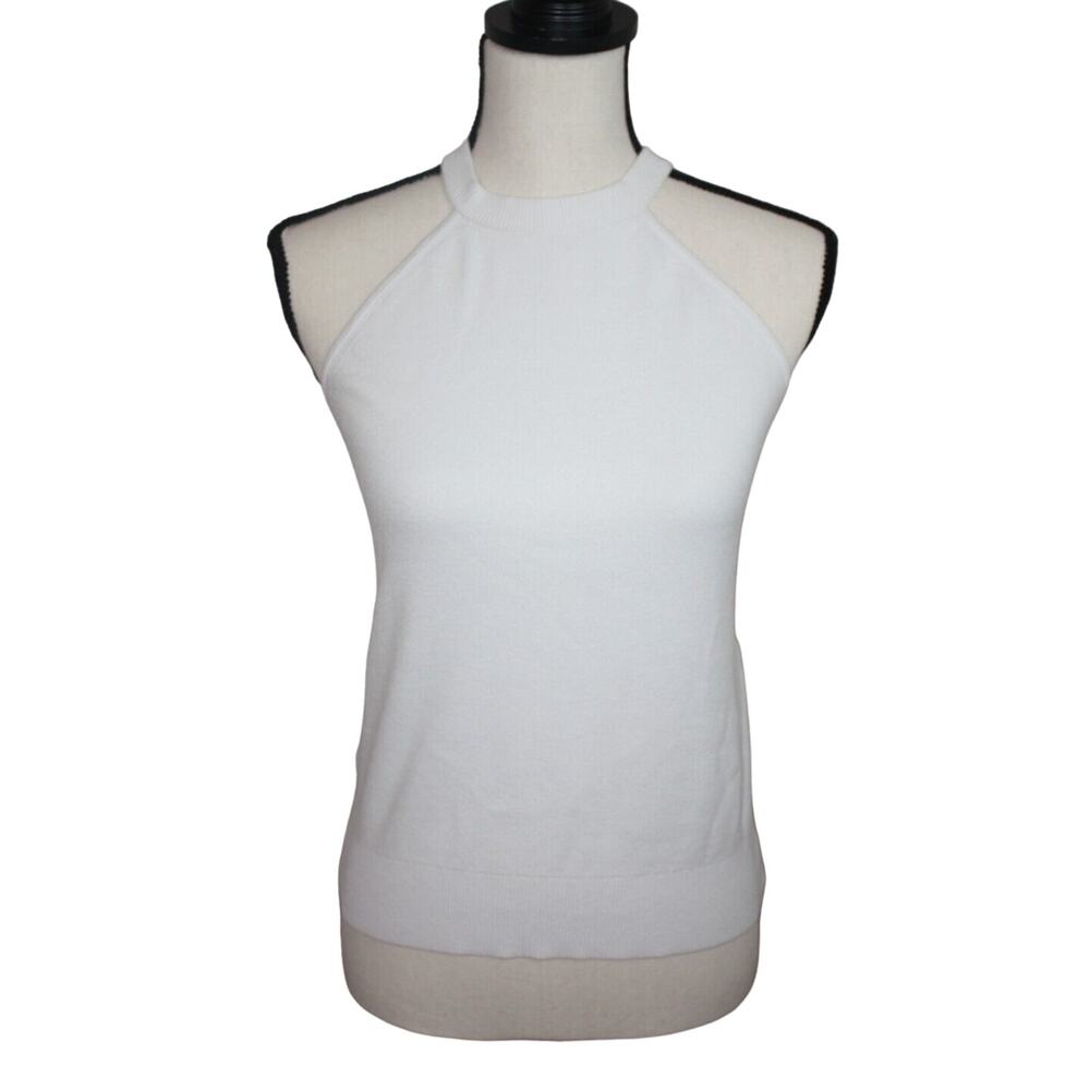LOFT Tops Women's Small White Halter Sweater Shirt Cross back Sleeveless Summer